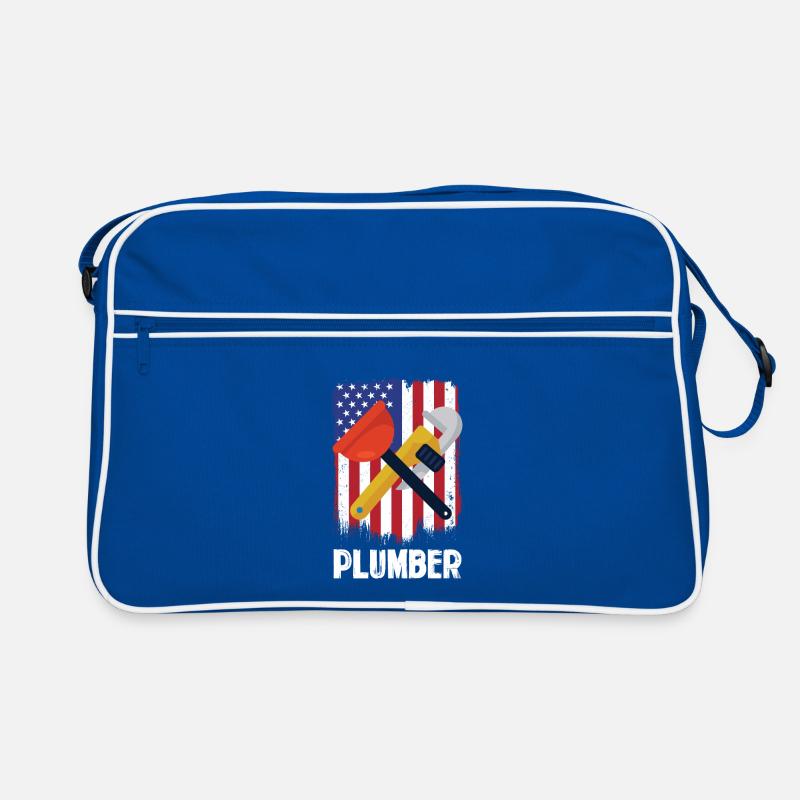 Outils de plombier devant le drapeau américain Sac Retro