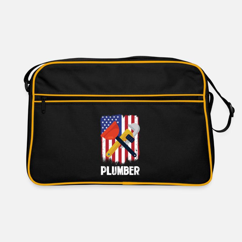 Outils de plombier devant le drapeau américain Sac Retro