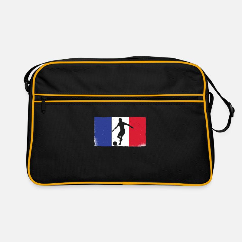 Silhouette de match de football français devant le drapeau - Sac Retro - noir/or