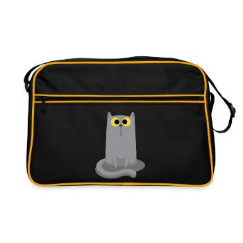 Sitting gray cat - Retro Bag - black/gold - Front