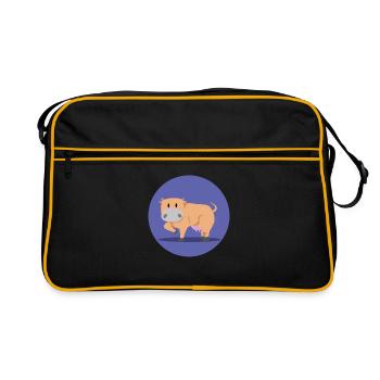 Stehende Kuh - Retro Tasche - Schwarz/Gold - Vorne