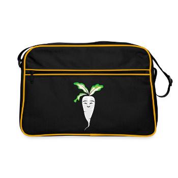 Köstliche Radish Cartoon - Retro Tasche - Schwarz/Gold - Vorne