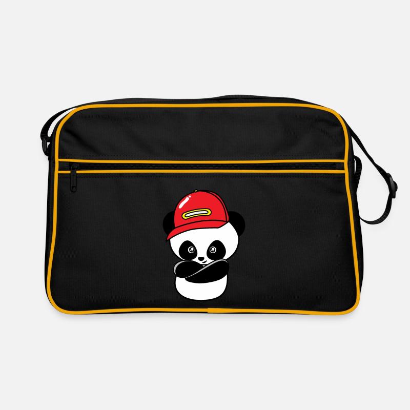 Kühle Hip Hop-Panda - Retro Tasche - Schwarz/Gold