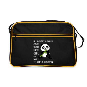 Funny Panda Lover Girl Woman Quote Saying Phrase - Retro Bag - black/gold - Front