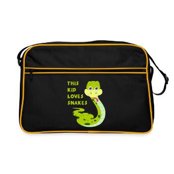 This Kid Loves Snakes Toddlers Kids Boy Girl Child - Retro Bag - black/gold - Front