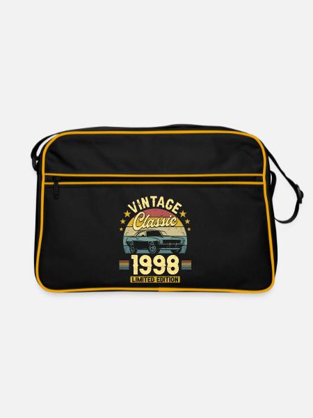 Voiture Vintage 1998 25 Ans Anniversaire - Sac Retro - noir/or - Devant