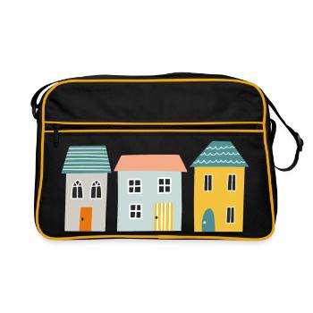 Häuser - Retro Tasche - Schwarz/Gold - Vorne
