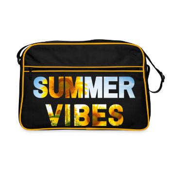Summer Vibes Sunflower - Retro Tasche - Schwarz/Gold - Vorne