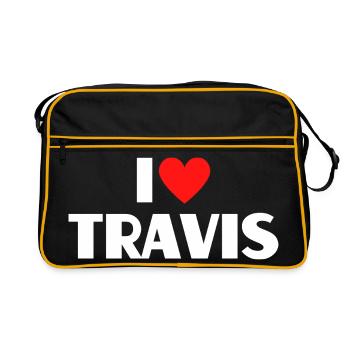 J’adore Travis Red Heart Romantic Name Fan - Sac Retro - noir/or - Devant