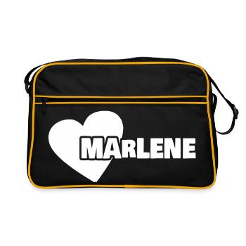 Vorname Marlene - Retro Tasche - Schwarz/Gold - Vorne