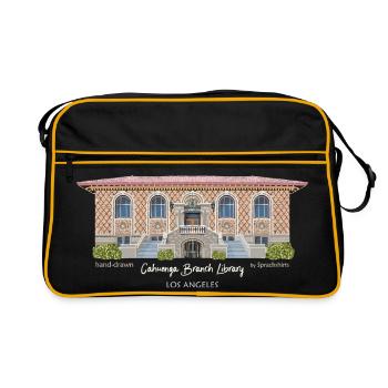 Los Angeles, Hand Drawing Cahuenga Library, - Retro Bag - black/gold - Front