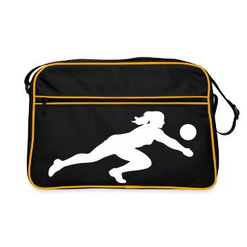 Volleyball Silhouette - Retro Tasche - Schwarz/Gold - Vorne