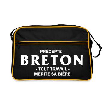 Precepte Breton Tout Travail Merite Sa Biere T-... - Sac Retro - noir/or - Devant