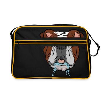 Bulldoge mit Sabber /Hundeliebhaber / Geschenkidee - Retro Tasche - Schwarz/Gold - Vorne