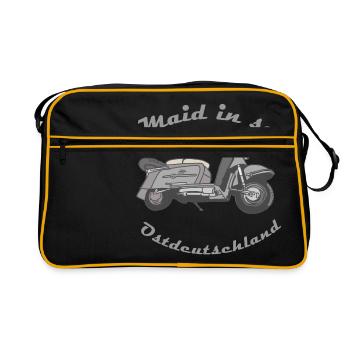 Made in the DDR, Troll Roller, Simson, Moped, Ossi - Retro Tasche - Schwarz/Gold - Vorne