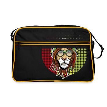Lion rastafarien - Sac Retro - noir/or - Devant