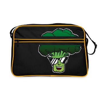 Broccoli mit Sonnenbrille - Retro Tasche - Schwarz/Gold - Vorne