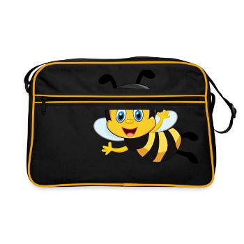 Biene süss niedlich Geschenk - Retro Tasche - Schwarz/Gold - Vorne