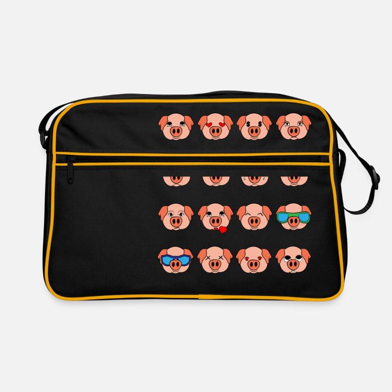 Mignon cochon rose humeur différente émoticône Sac Retro