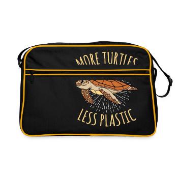 More Turtles Less Plastic Mother Earth - Retro Tasche - Schwarz/Gold - Vorne