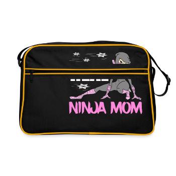 Real Ninja Mom Karate Martial Arts Fencer Ninja - Retro Tasche - Schwarz/Gold - Vorne
