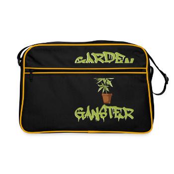 Marijuana Cannabis Weed Smoke Hemp Design Garden - Retro Tasche - Schwarz/Gold - Vorne