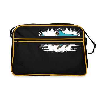 Colorful Heart For Shark Fans Here's A Shark - Retro Bag - black/gold - Front