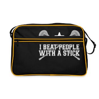 Je bat les gens avec un bâton "T-shirt de sport - Sac Retro - noir/or - Devant