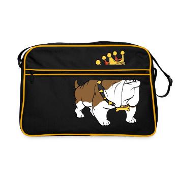 Couroné mignon adorable chien pour les amoureux - Sac Retro - noir/or - Devant