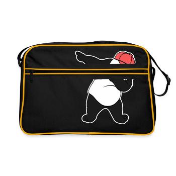 Cute Panda Swagger Dabbing Dab Tee For Animal - Retro Tasche - Schwarz/Gold - Vorne