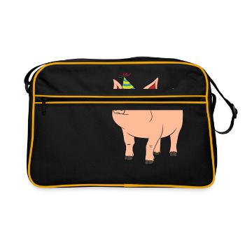 Célébration fête cochon rose fermier Oink ferme - Sac Retro - noir/or - Devant