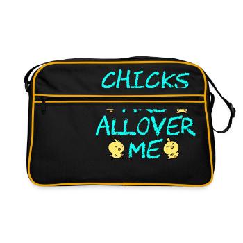 Adult Shirt For A Sexy You Saying "Chicks Are all - Retro Bag - black/gold - Front