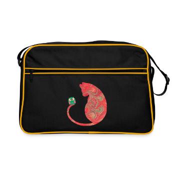 Cat with owl E 91 - Retro Bag - black/gold - Front