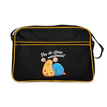 Pas de stress, un escargot qui dort. - Sac Retro - noir/or - Devant