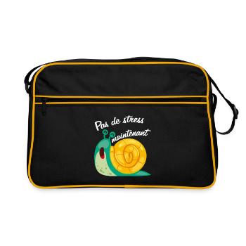 Pas de stress escargot drôle et endormi - Sac Retro - noir/or - Devant