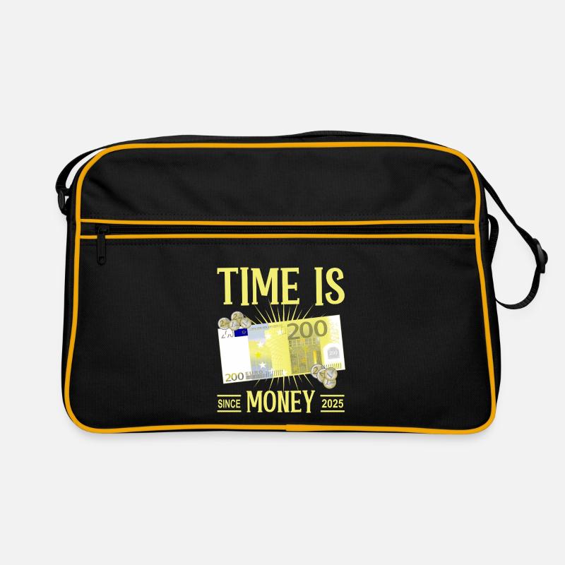 Zeit ist Geld - Retro Tasche - Schwarz/Gold