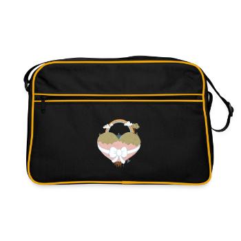 Heart Landscape with Rainbow - Retro Bag - black/gold - Front