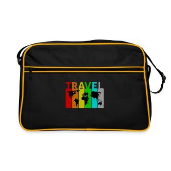 Voyage - Voyage - Carte du monde - Continents - Globe - Sac Retro - noir/or - Devant