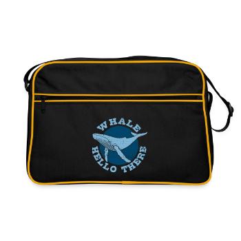 Baleine Hello There - Baleine - Baleine à bosse - Mammifère marin - Sac Retro - noir/or - Devant
