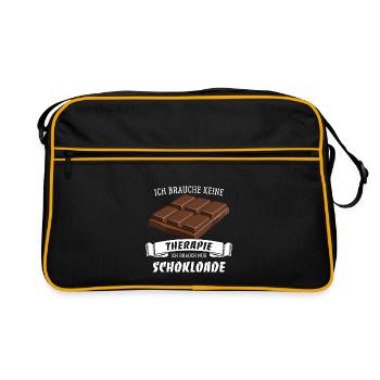 Ich brauche keine Therapie, brauch nur Schokolade - Retro Tasche - Schwarz/Gold - Vorne