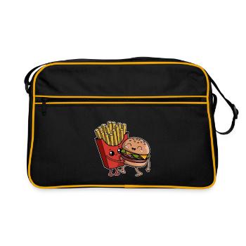 Burgers & frites - restauration rapide - délicieux - fête - Sac Retro - noir/or - Devant
