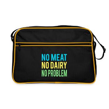 Kein Fleisch keine Molkerei kein Problem Veganerin - Retro Tasche - Schwarz/Gold - Vorne