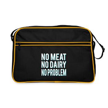 Kein Fleisch keine Molkerei kein Problem Veganer - Retro Tasche - Schwarz/Gold - Vorne