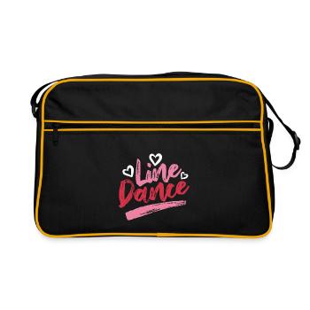 Linedance Linedancing Country Fan - Geschenk - Retro Tasche - Schwarz/Gold - Vorne