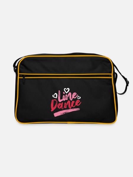 Linedance Linedancing Country Fan - Gift - Retro Bag - black/gold - Front