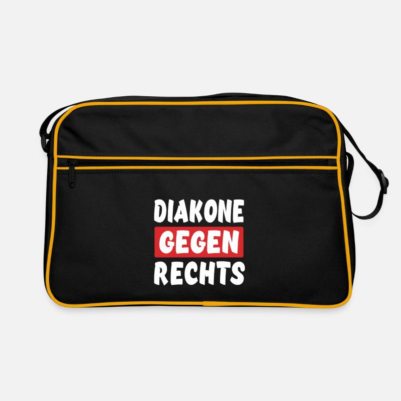 Diakone Gegen Rechts - Rechts Nein Danke - Retro Tasche - Schwarz/Gold