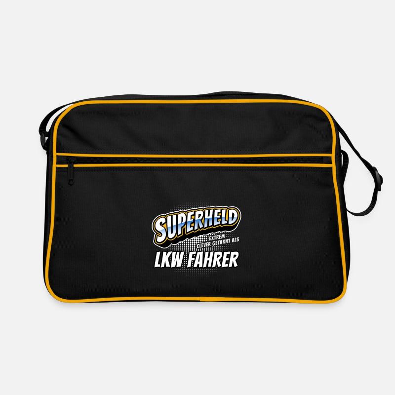 Superheld, clever getarnt als LKW Fahrer - Retro Tasche - Schwarz/Gold