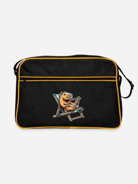 Don't worry be Cappy - Capybara - Holiday - Retro Bag - black/gold - Front