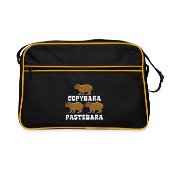 Copybara - Capybara Wortspiel - Copy Paste - Retro Tasche - Schwarz/Gold - Vorne