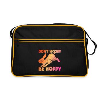 Don't worry be hoppy - Retro Tasche - Schwarz/Gold - Vorne